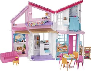 Barbie Malibu House 2-Story  6-Room Dollhouse with Transformation Features