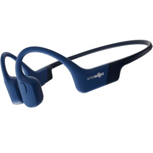 AfterShokz Aeropex - Open Ear Bluetooth Bone Conduction Sports Headphones - Sweat Resistant Wireless Earphones for Workouts and Running with Built in Mic (Eclipse Blue)