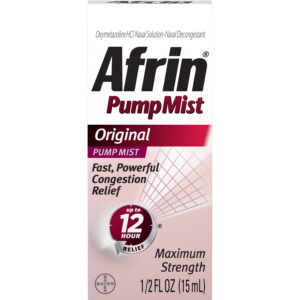 Afrin Original 12 Hour Nasal Decongestant Pump Mist Nasal Spray - 15 mL