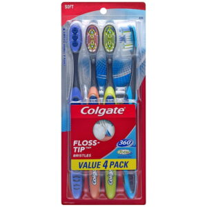 Colgate 360 Total Advanced Floss-Tip Manual Toothbrush with Tongue and Cheek Cleaner